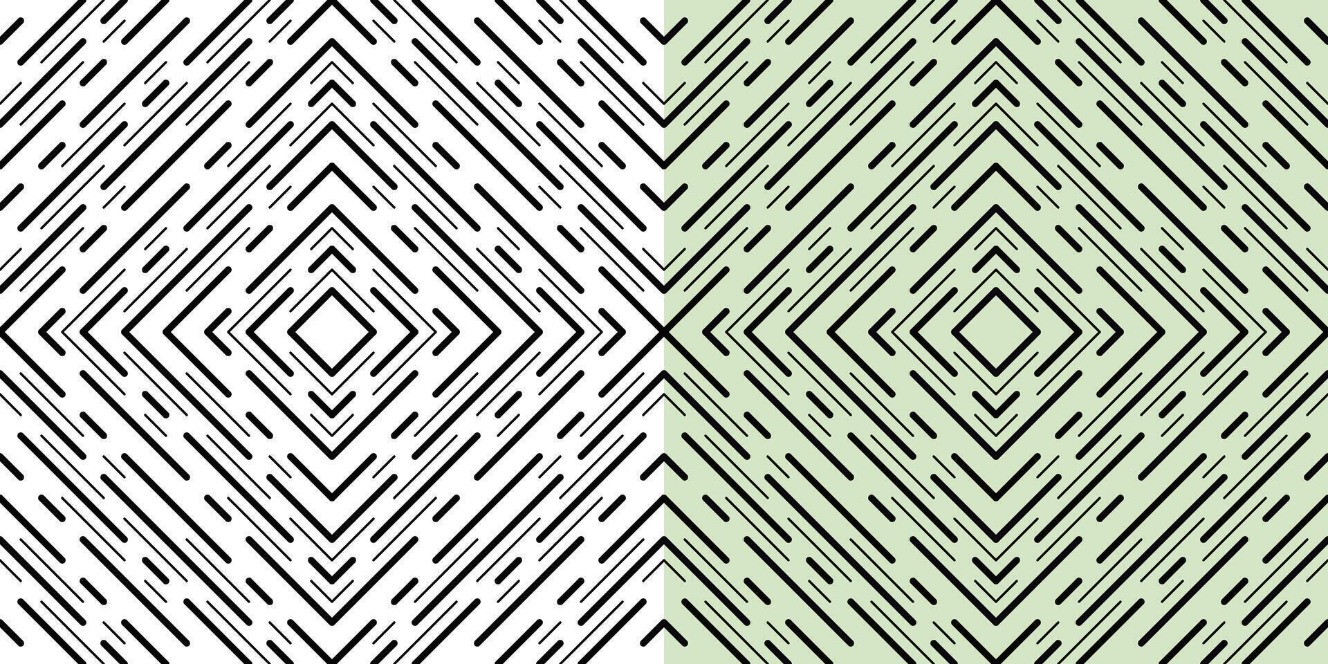 Monochrome seamless pattern of interrupted lines. Black diagonal squares. Ornament of different thickness lines. Square neutral geometric background vector