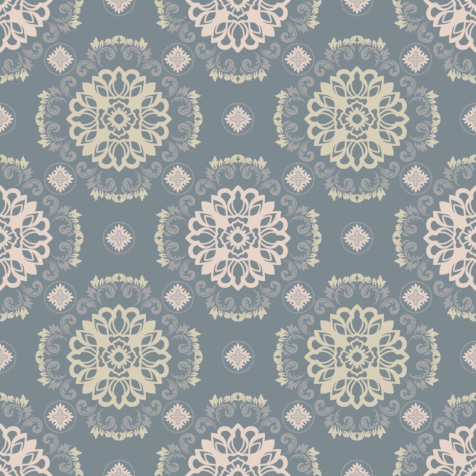 Intricate floral pattern on gray background vector