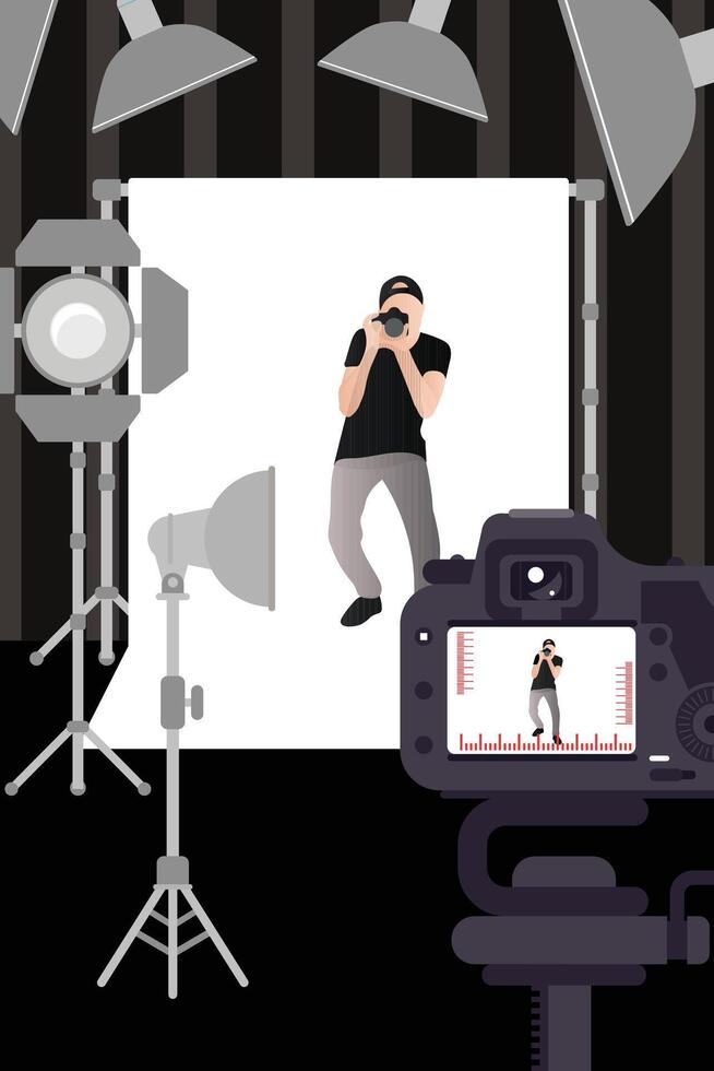 Camera Capturing Another Camera On Photographic Day vector