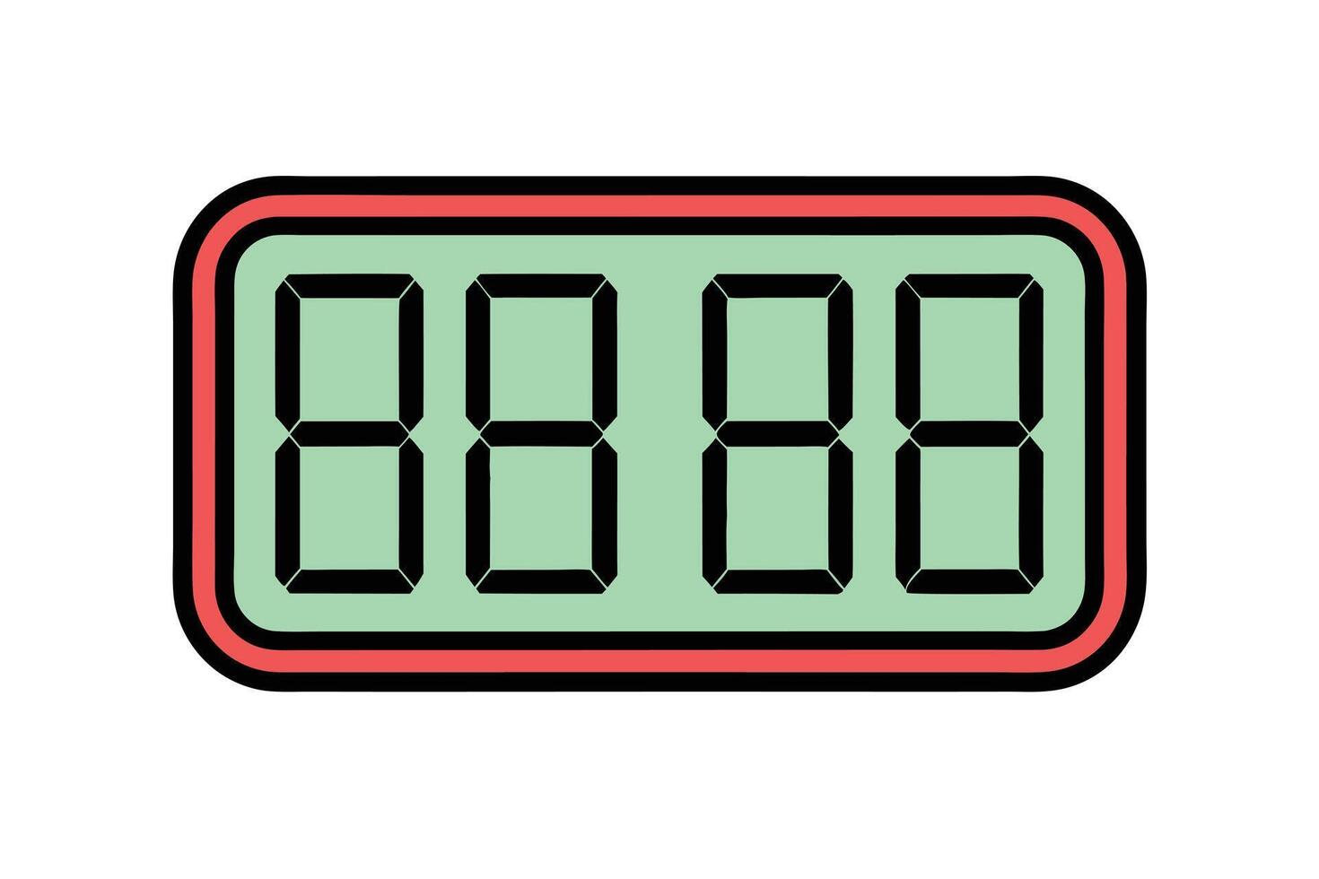 Stylized digital countdown clock with four segments displaying numbers time timer vector