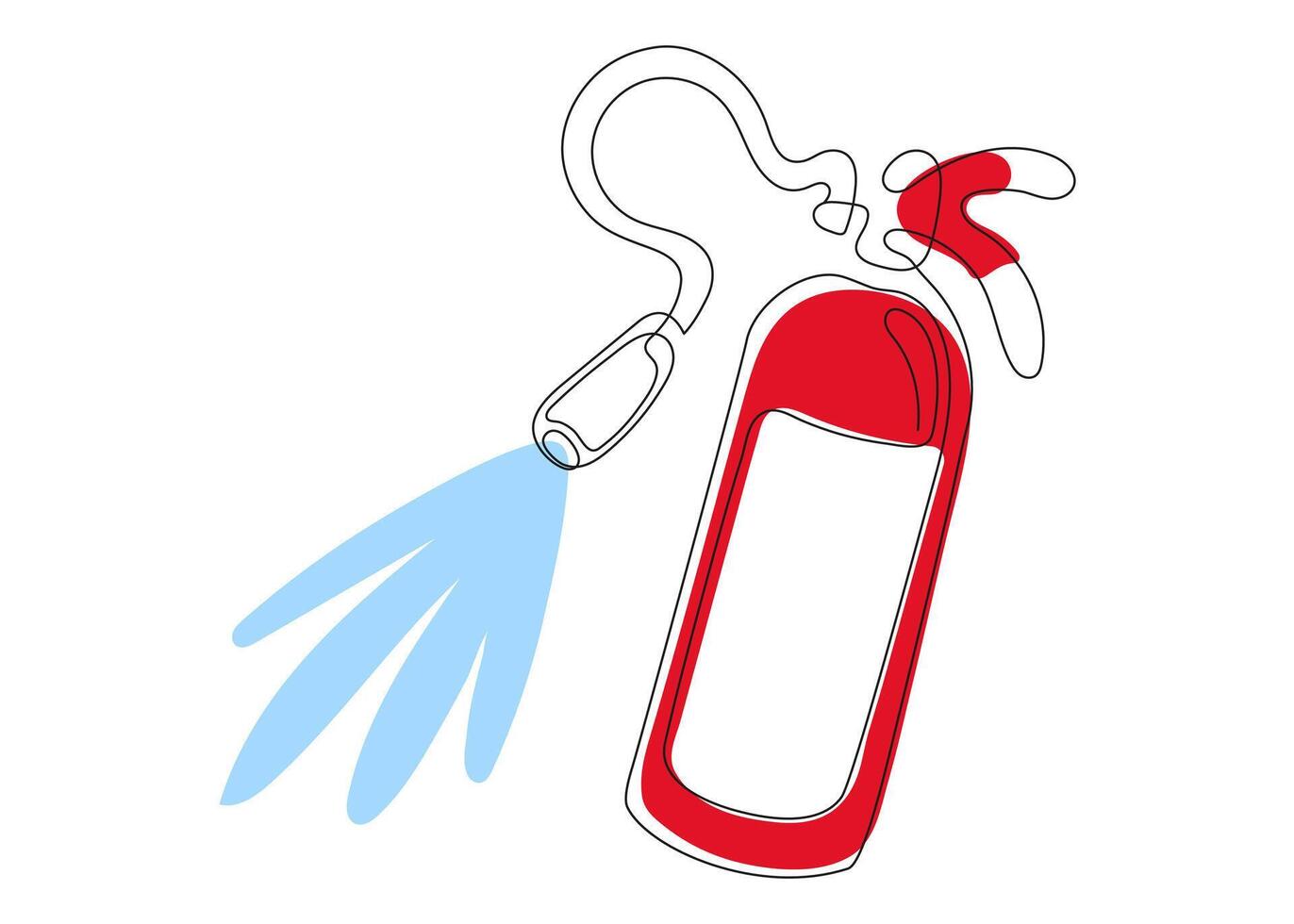 Continuous linear drawing of a fire extinguisher. Single line art illustration with clean minimal style. Safety equipment icon in simple line design. vector