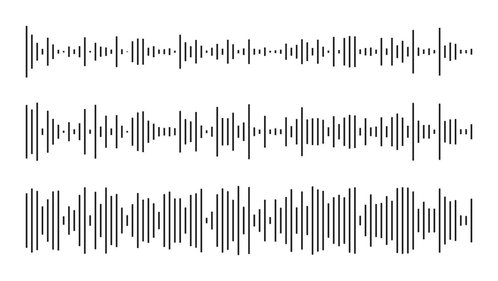 Equalizer symbols template. Voice message templates set. Icon of audio chat speech sound wave. Elements for mobile messenger, podcast, music player, online radio interface or app. Waveform pattern. vector