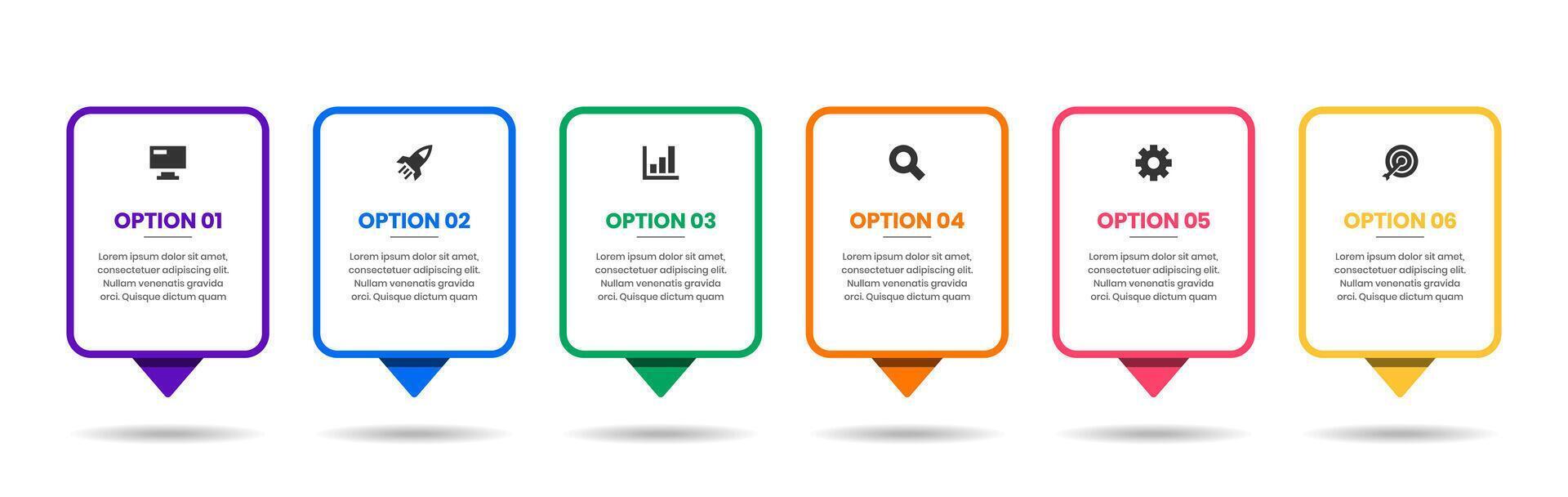 Infographic Element Design Templates with Icons and 6 Options. Suitable for Process Diagram, Presentations, Workflow Layout, Banner, Flow Chart, Infographic vector