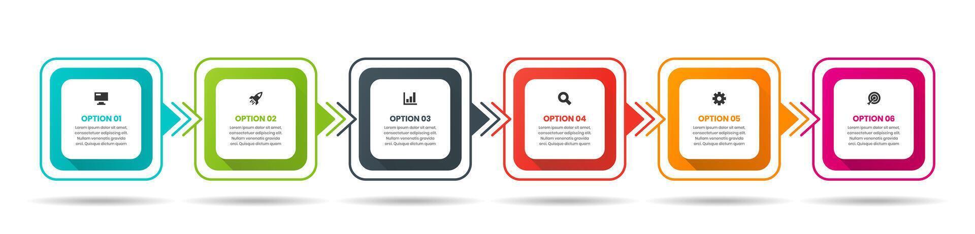 Sqaure Infographic Element Design Templates with Icons and 6 Options. Suitable for Process Diagram, Presentations, Workflow Layout, Banner, Infographic vector