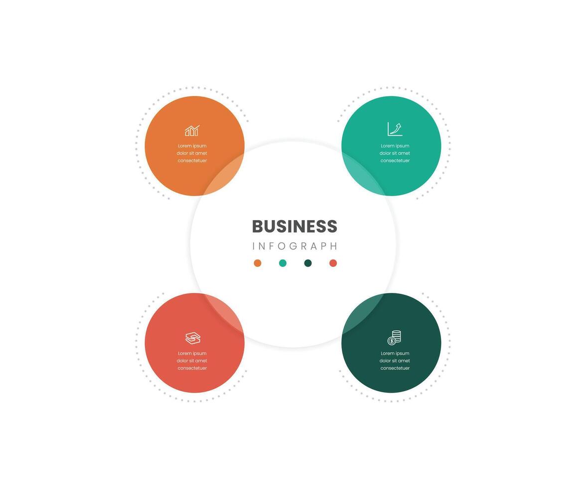 4 part circle business infogrpah data visualization vector