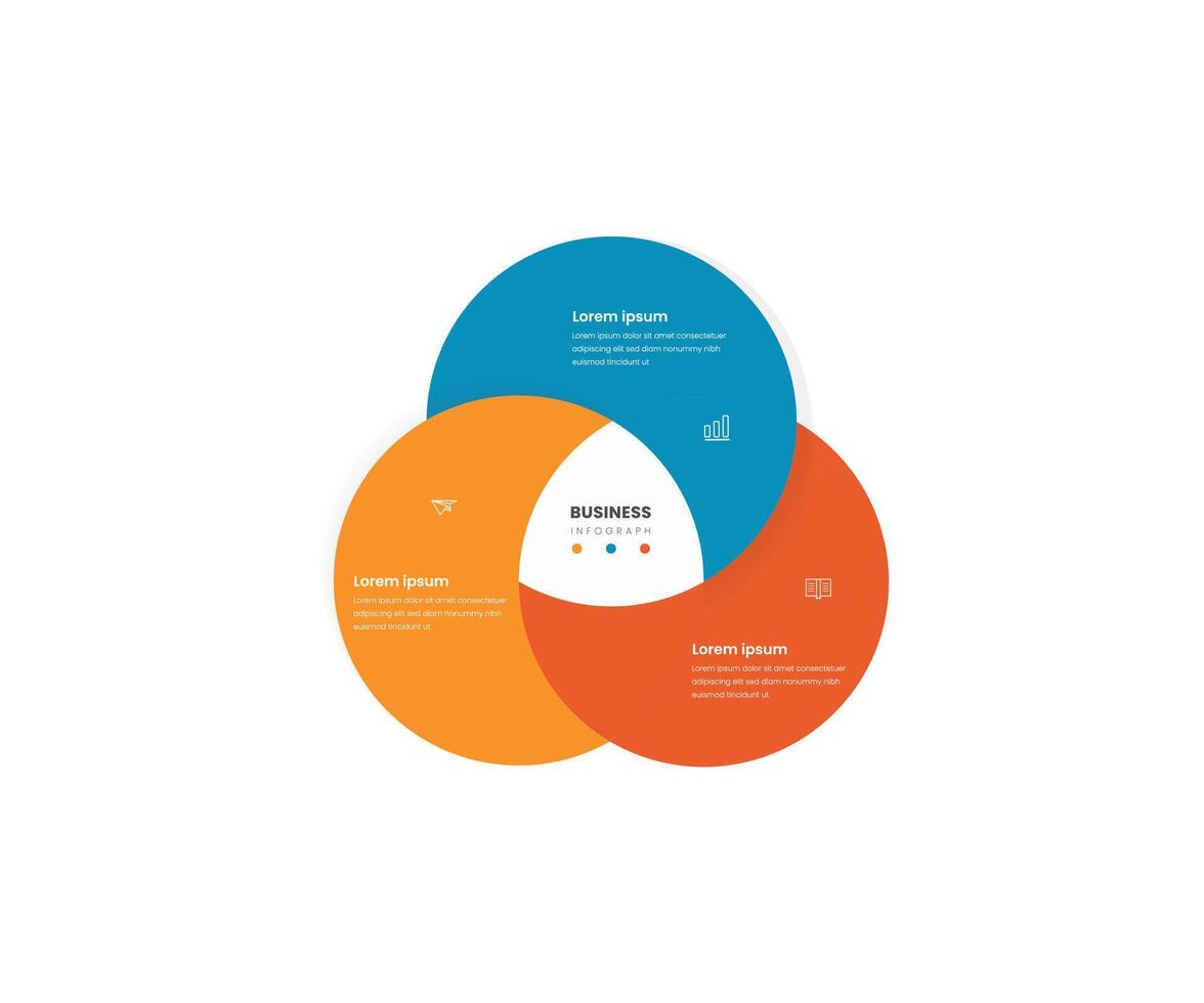 3 circle overlapping business infograph vector