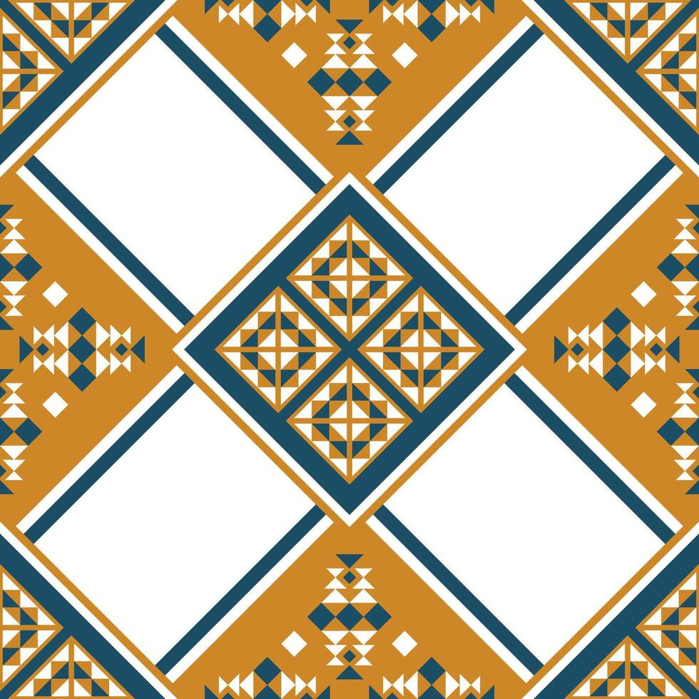 Geometric pattern with repeating diamond shapes, featuring intricate details in earthy tones and bold lines. The design creates a sense of order and visual interest vector