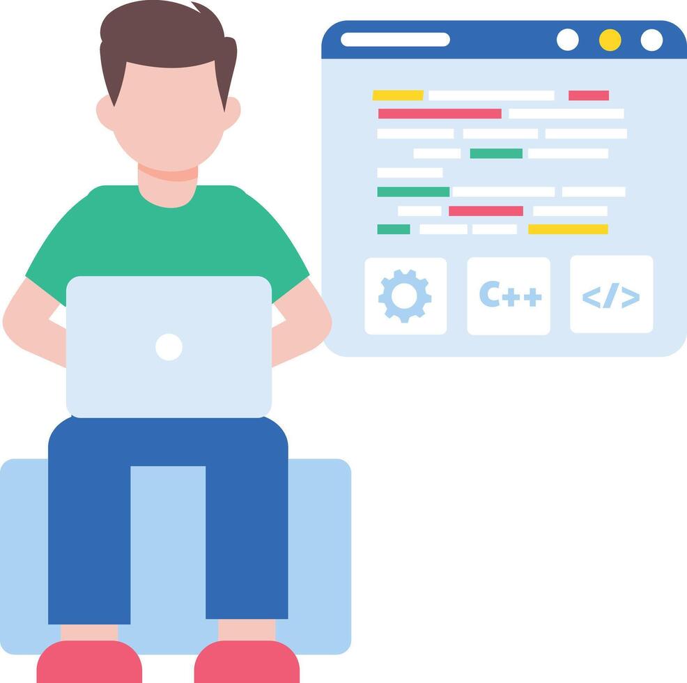 A flat style illustration showing module installing vector