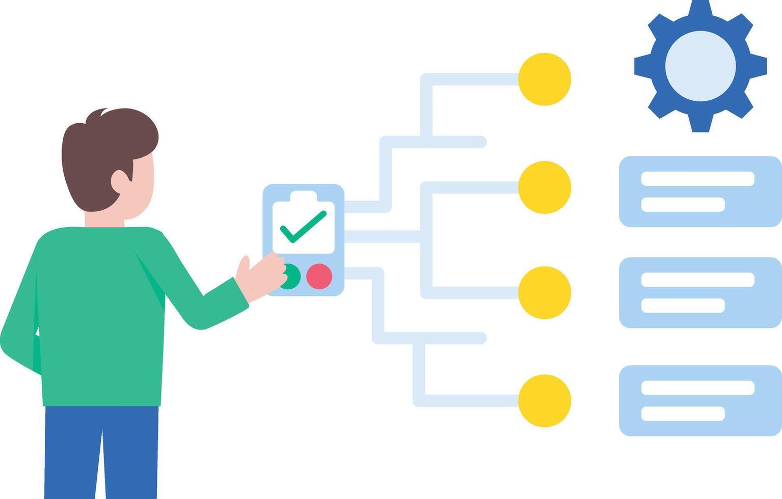 A flat style illustration showing api integration vector