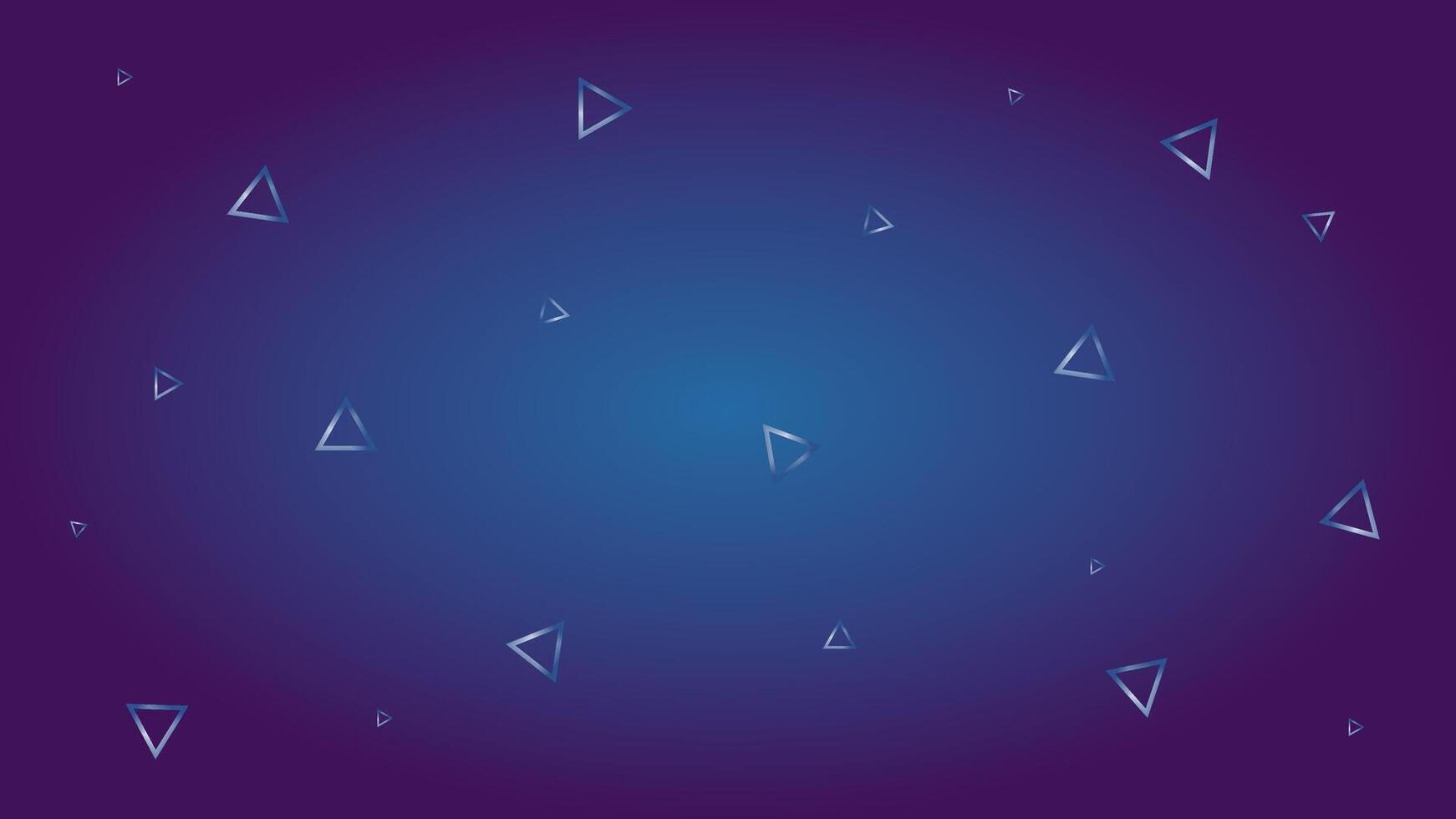 Modern abstract background with scattered metallic triangles on a blue and purple gradient, creating a futuristic and dynamic design, suitable for technology or creative themes. vector