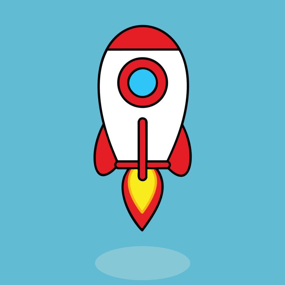 Simple and Clear Rounded Rocket Icon Expanded Line Icon Design vector