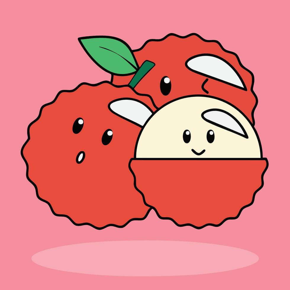 Simple and Clear Lychee Icon Expanded Line Icon Design vector