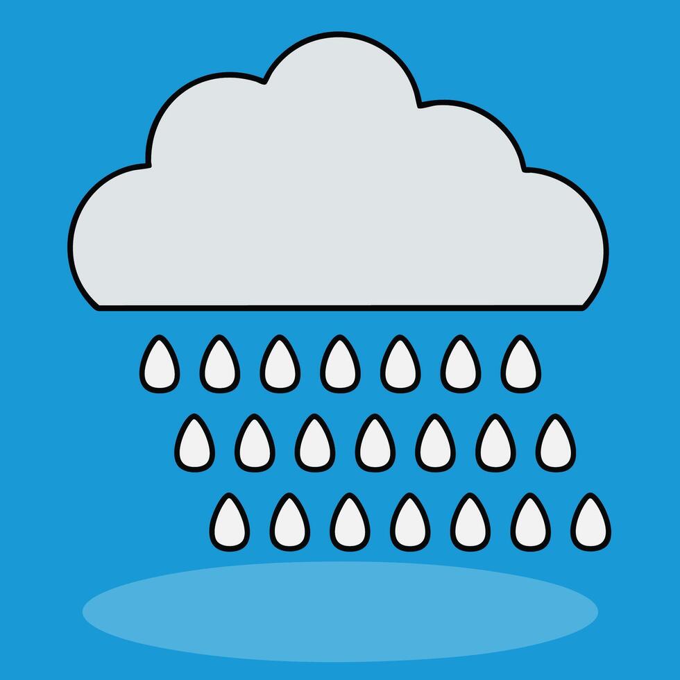 Simple and Clear Cloud and Rain Icon Expanded Line Icon Design vector