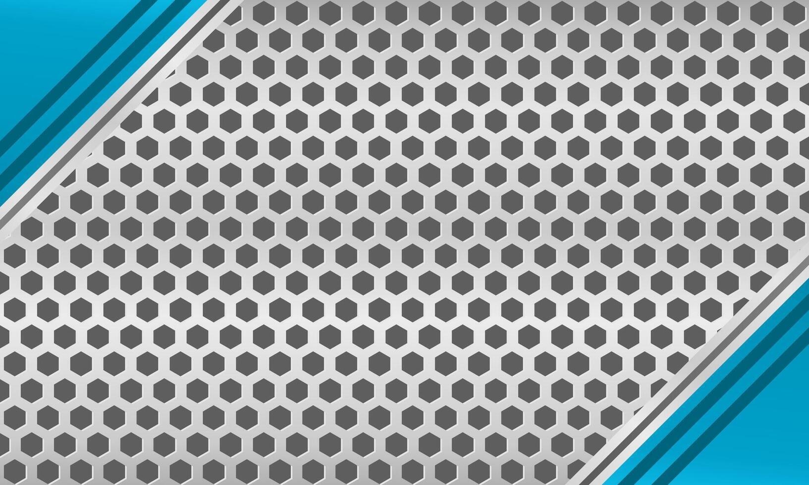 Modern metallic hexagon background with diagonal blue lines and aesthetic tech design vector
