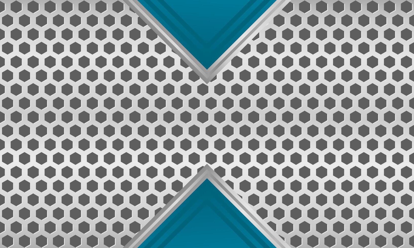 Modern metallic aesthetic background with symmetrical blue triangle and hexagon pattern vector