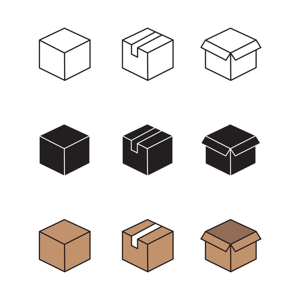 a set of different boxes and boxes on a white background vector