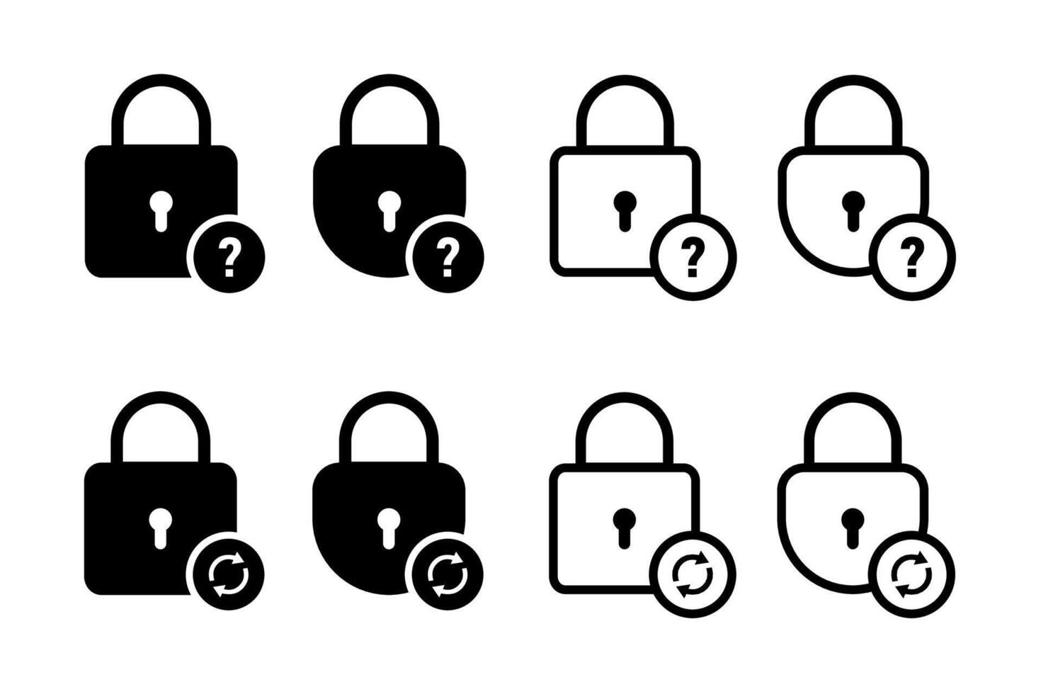 illustration of forgot password and reset icons in filled and outline styles vector