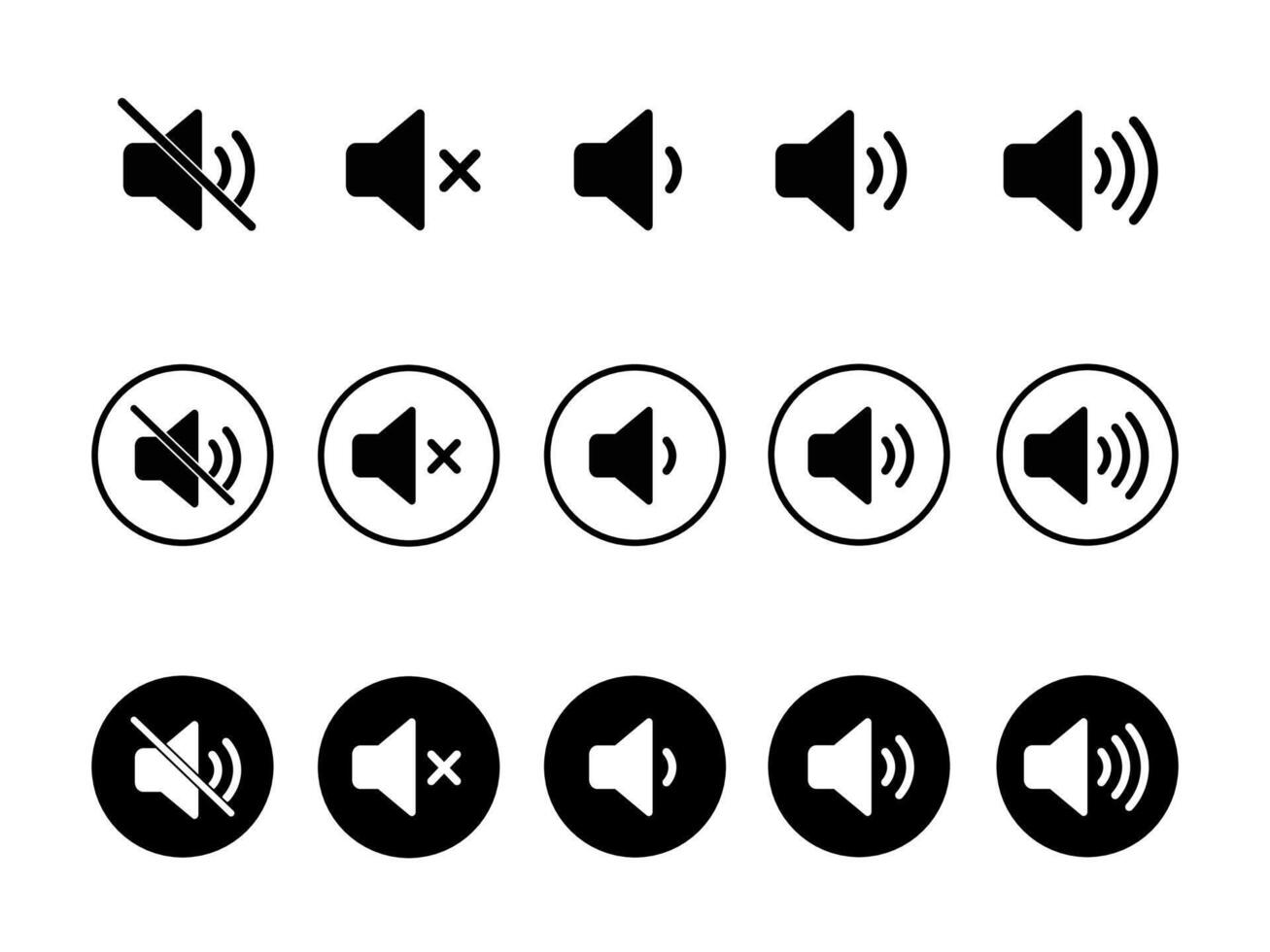Audio speaker sound. Collection of volume icons. Maximum volume set. Speaker symbol on white background vector