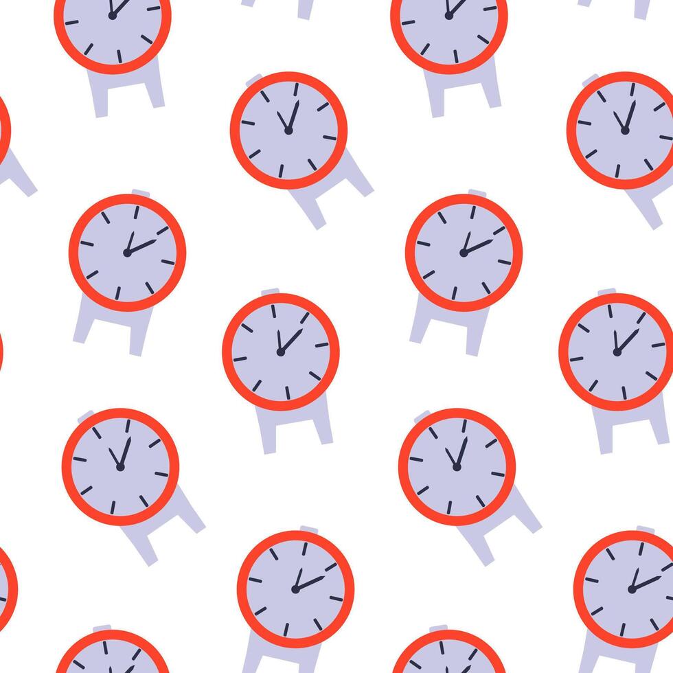 Clocks arranged in a repeating pattern with vibrant colors and simple design vector