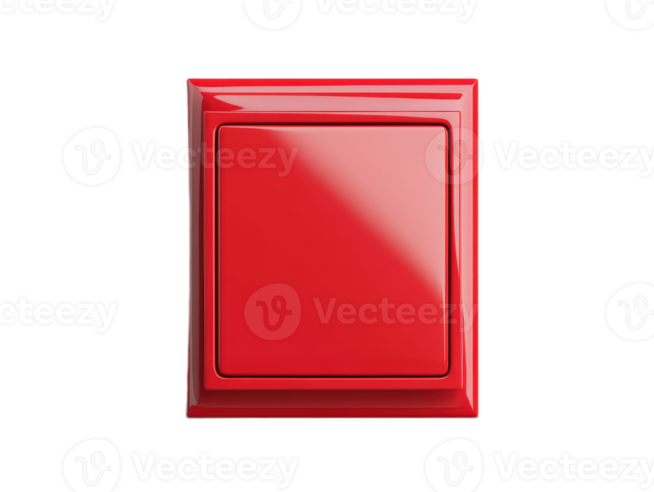 Shiny red rectangular button isolated on transparent background png