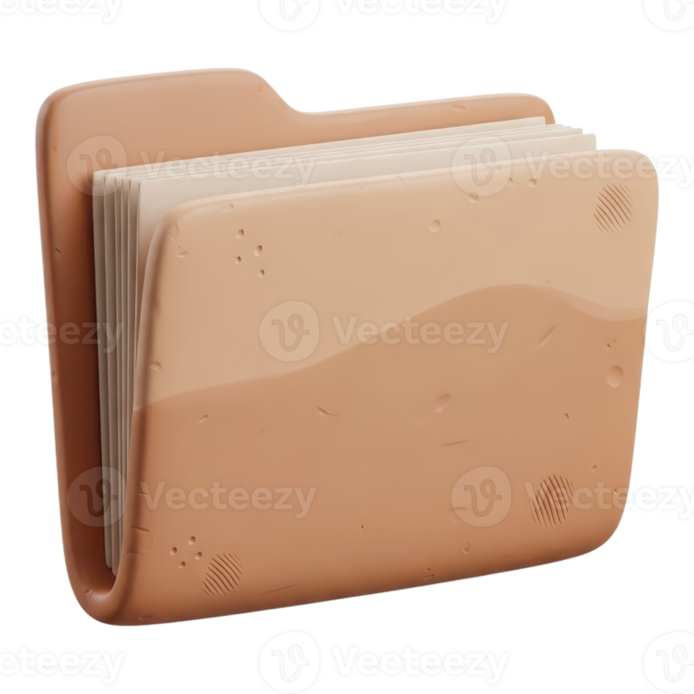 3d render of an open folder icon with documents isolated on transparent background png