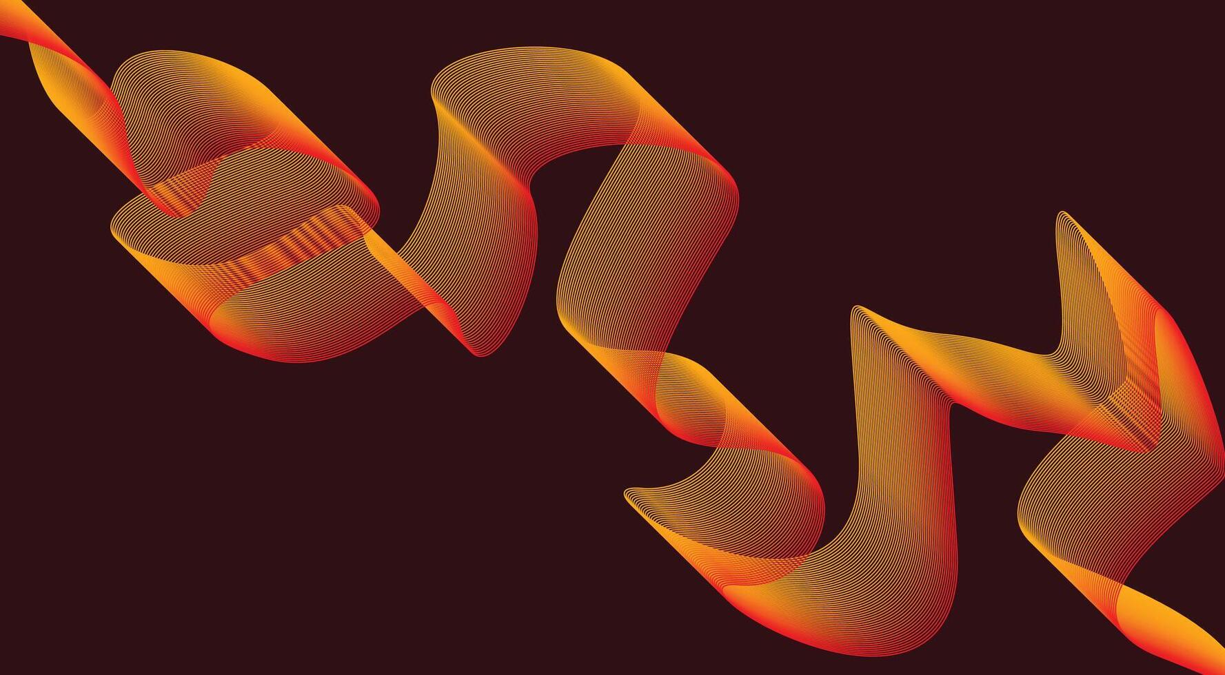 Wavy Blend Curved Lines Design Background Orange Color Gradient Abstract Illustration vector