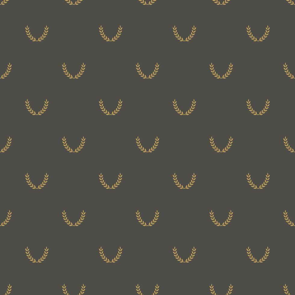 seamless pattern with golden laurel on dark background vector