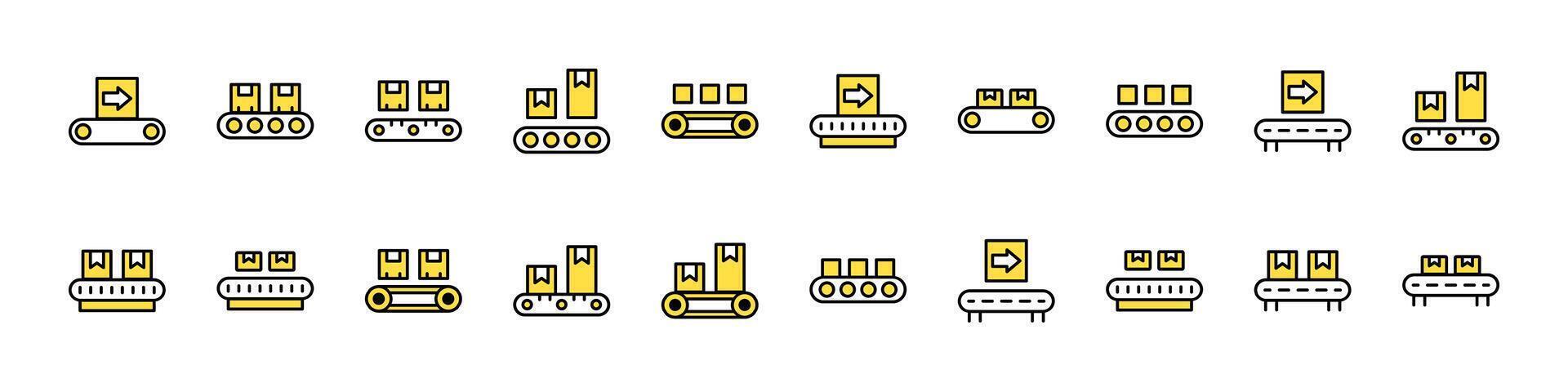 Conveyor Belt Filled Color Icon Set. Minimalistic Linear Pictogram for Web and Graphic Design, Apps, Banners, Social Network and Cards vector