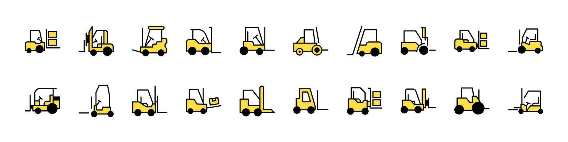 Tractor Filled Color Icon Pack. Minimalistic Linear Pictogram for Web and Graphic Design, Apps, Banners, Social Network and Cards vector