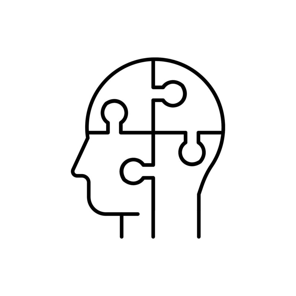 Puzzle in Head Simple Illustration Drawn with Thin Line vector