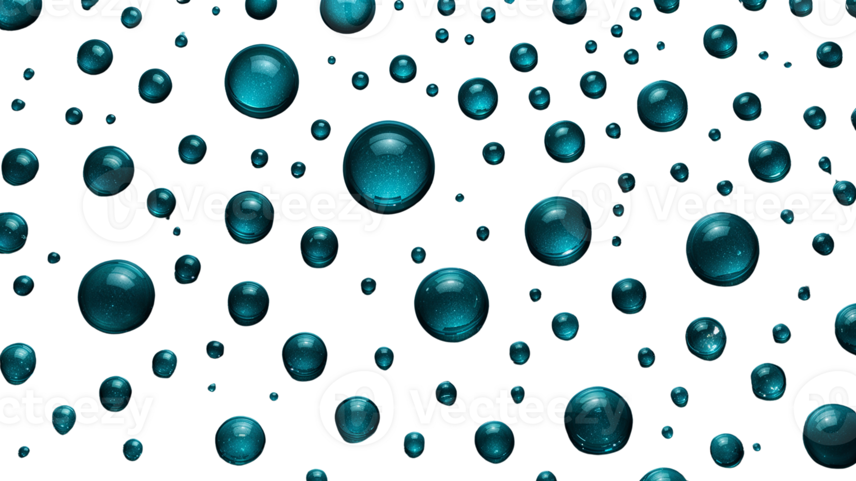 Floating turquoise orbs creating a mesmerizing and captivating abstract pattern isolated png