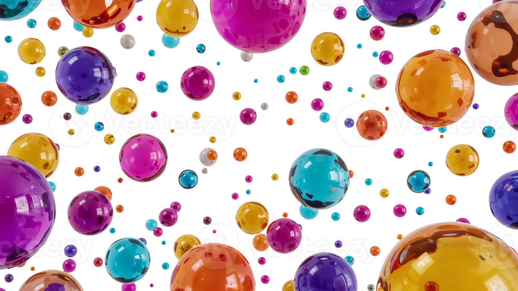 Iridescent Spheres Floating on Transparent Layer, Creating Abstract Colorful Pattern png