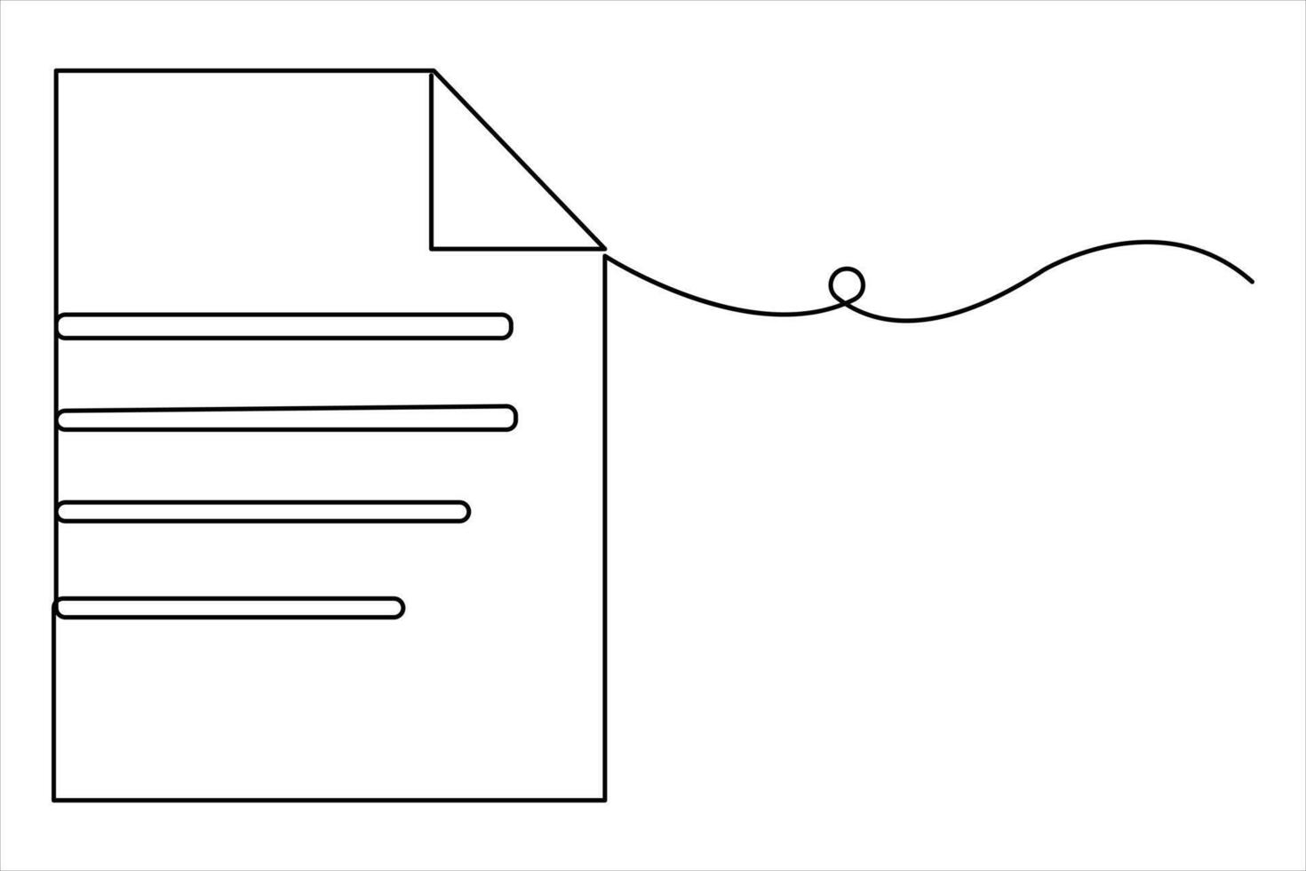 Continuous single line drawing of document with folded corner outline illustration vector
