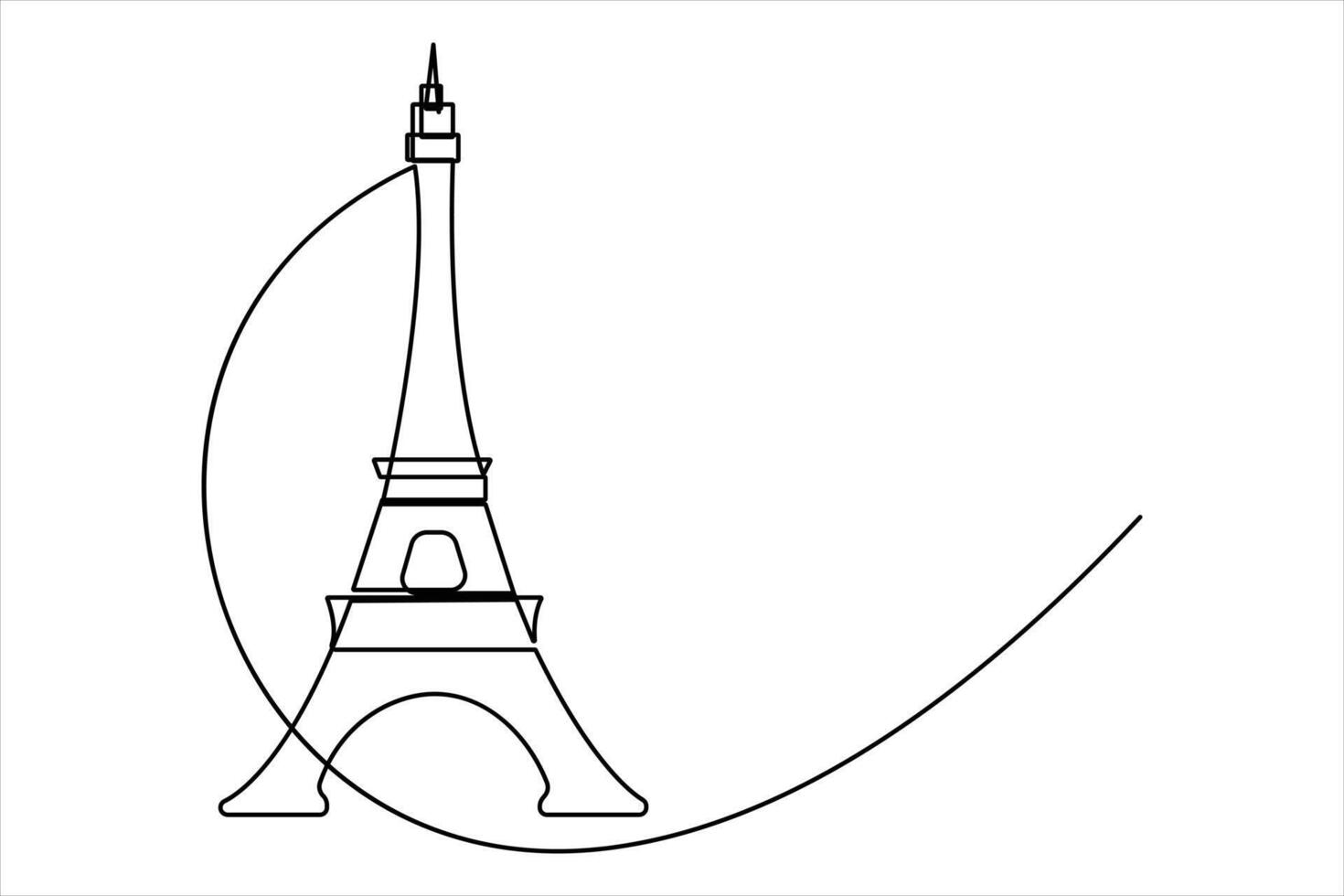 Continuous single line drawing of Eiffel Tower icon. Line illustration. Paris line art vector