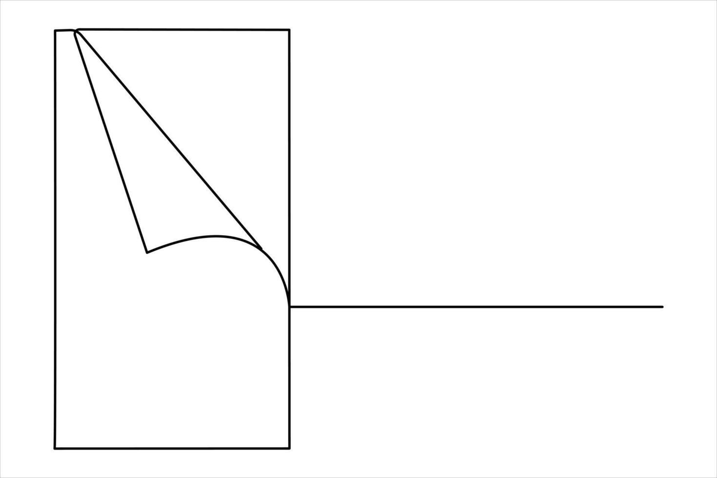 Continuous one line drawing of document with folded corner vector