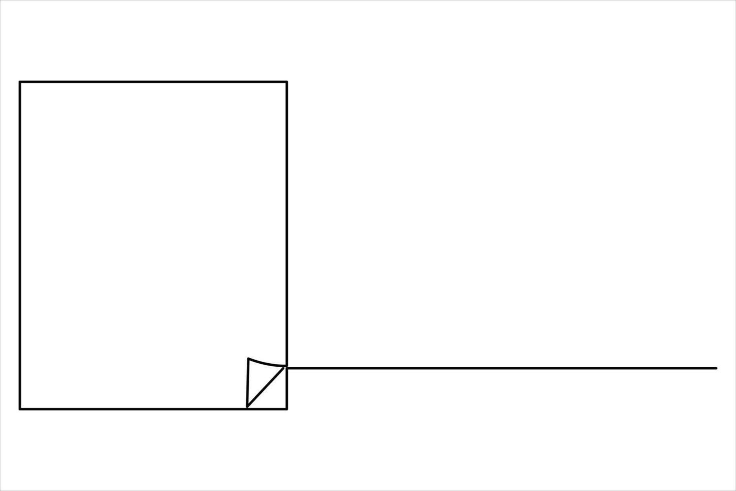 Continuous one line drawing of document with folded corner outline vector