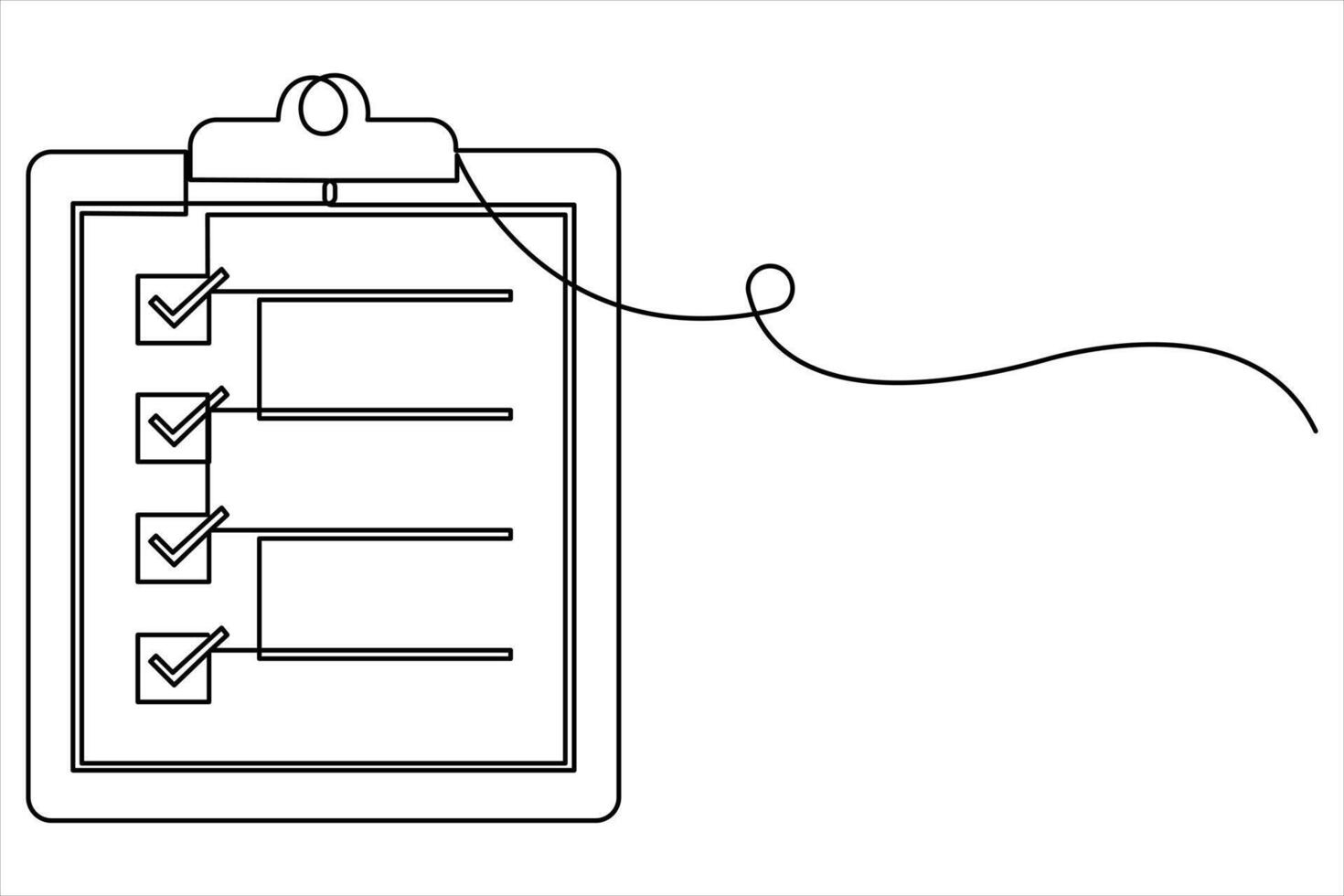 Continuous one line art drawing of clipboard with a checklist vector
