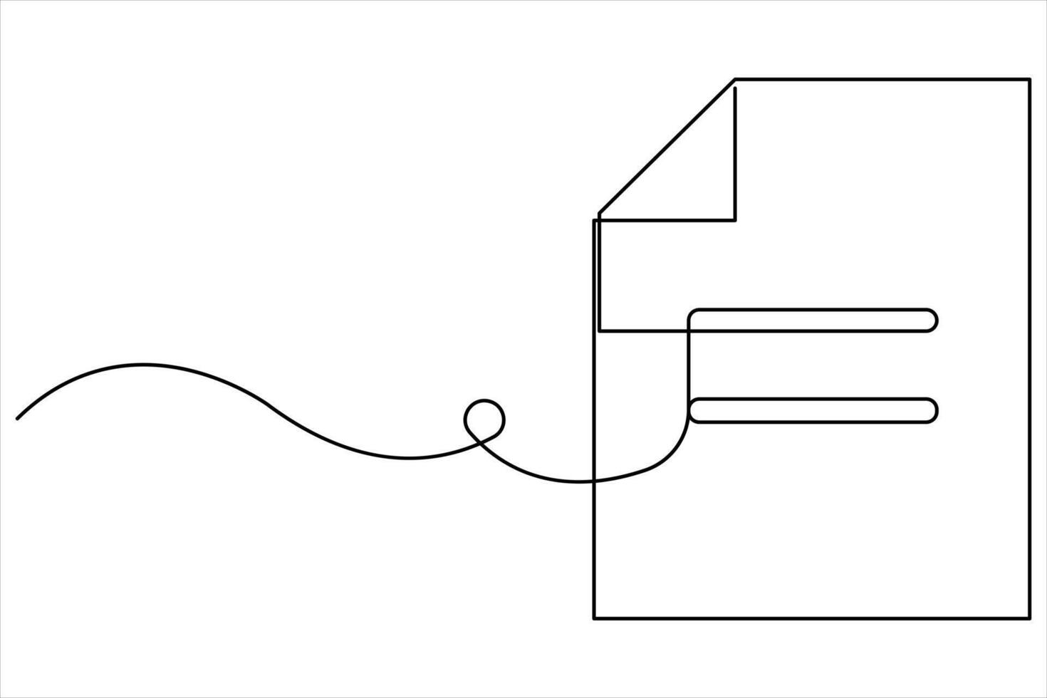 Continuous one line drawing of document with folded corner design vector