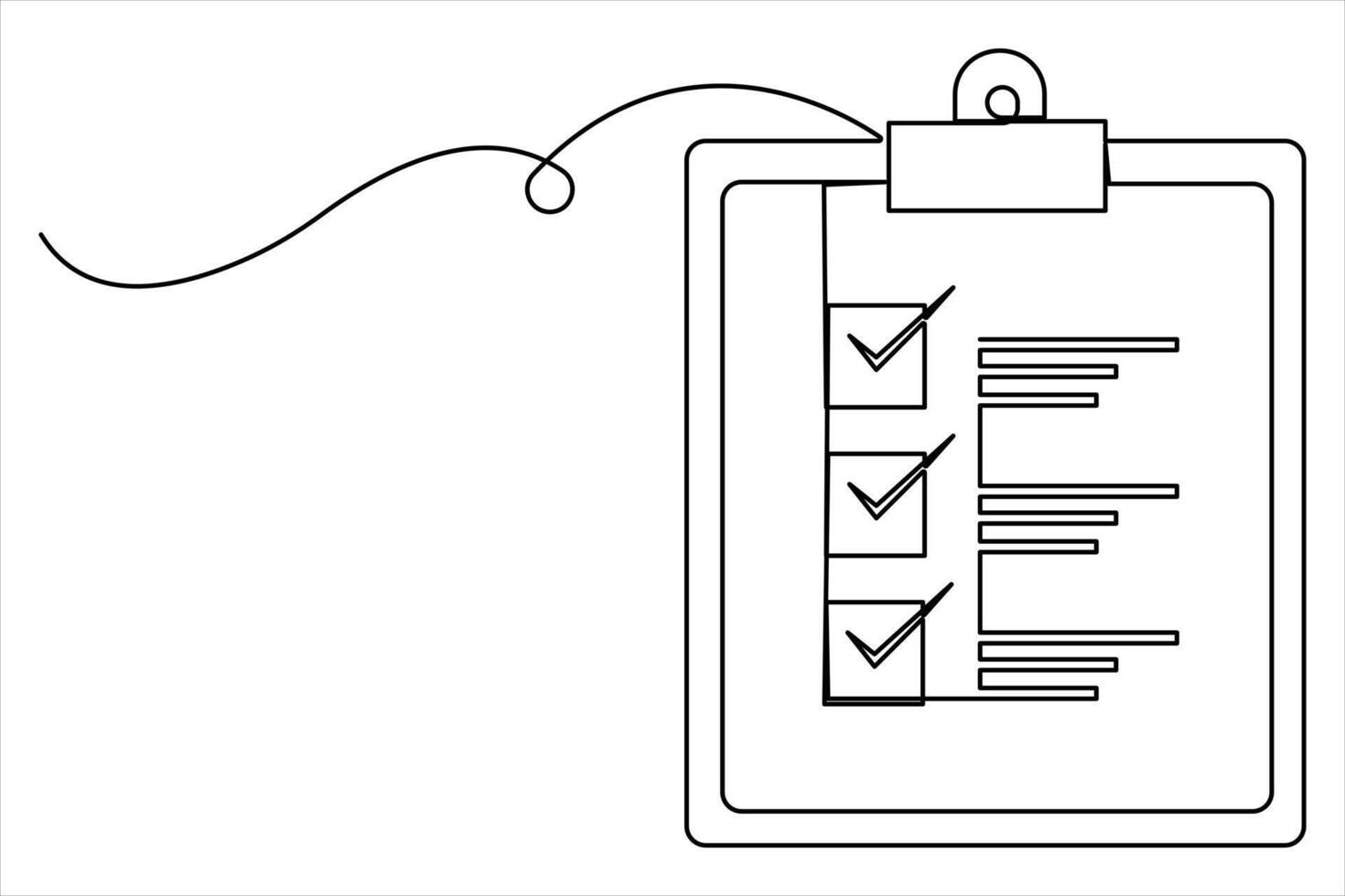 Continuous one line art drawing of clipboard with a checklist design vector