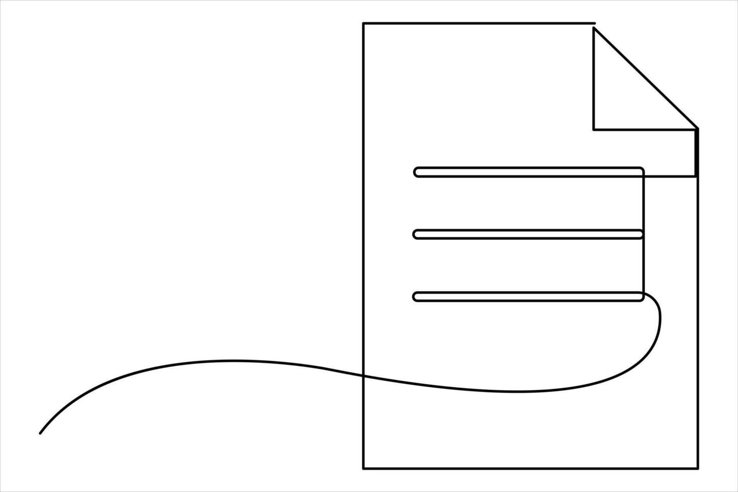 Continuous one line drawing of document with folded corner outline illustration vector