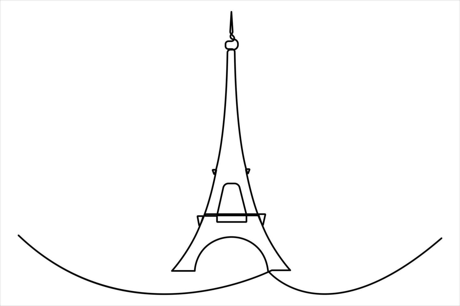 Continuous single line drawing of Eiffel Tower icon vector