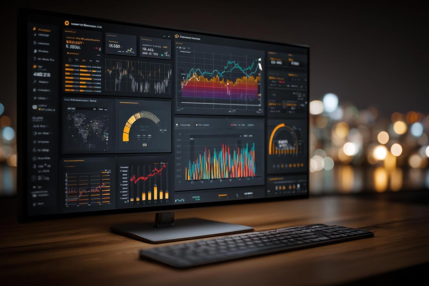 A computer monitor with a dashboard on it photo