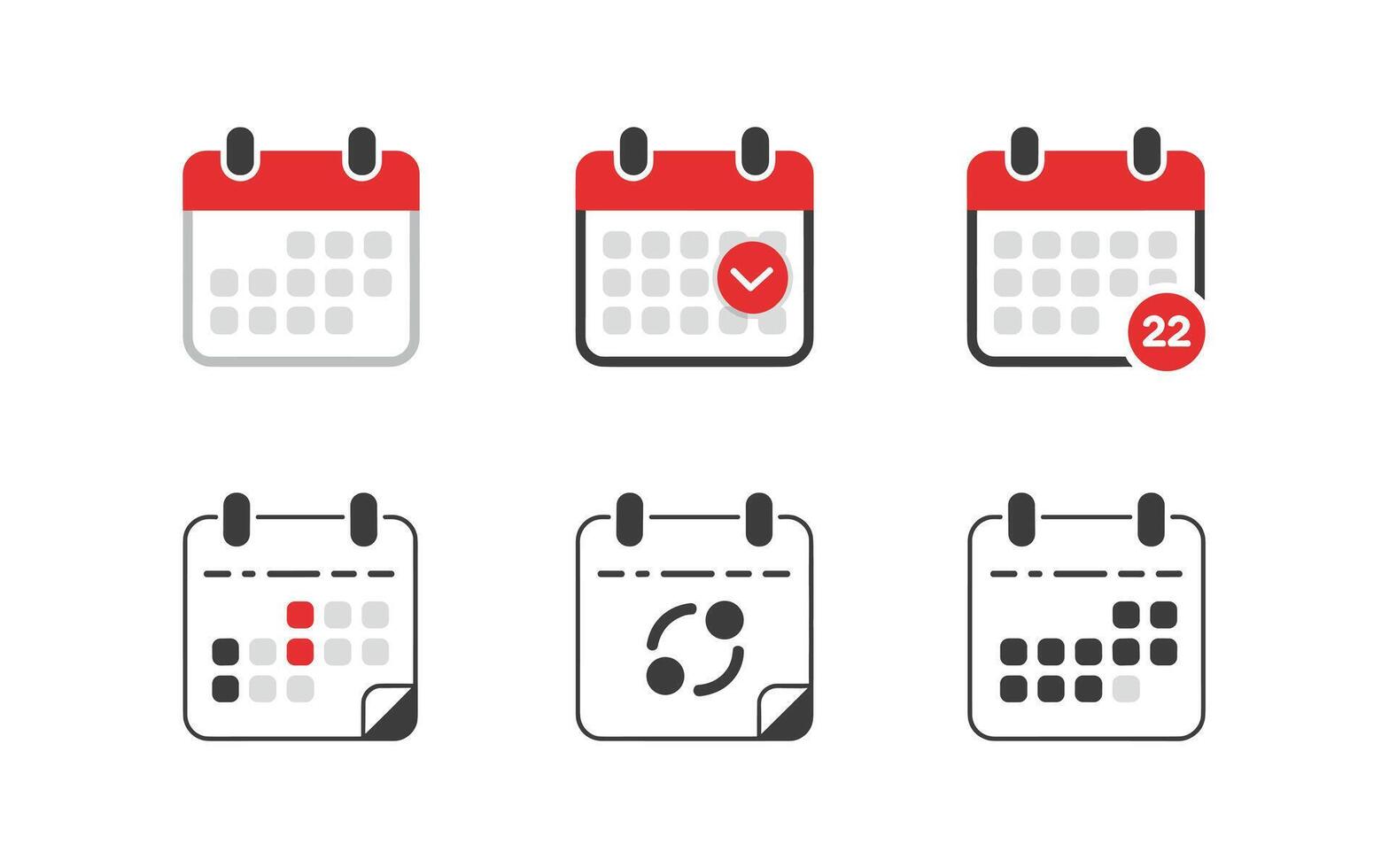 Calendar Icon Set Schedule Management and Appointment Reminder Symbols for Business Planning and Event Organization, Available in Format vector