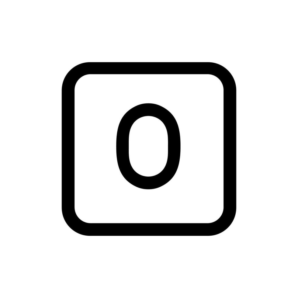 Simple Outline Rounded Square Zero Symbol Number Shape Icon Element vector