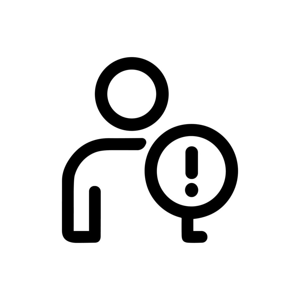 Simple Outline User With Exclamation Mark Notification Display Icon vector