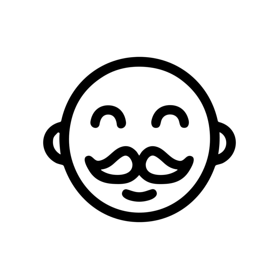 Outline Minimalist Mustache Smiley Face Character Design Graphic Element vector