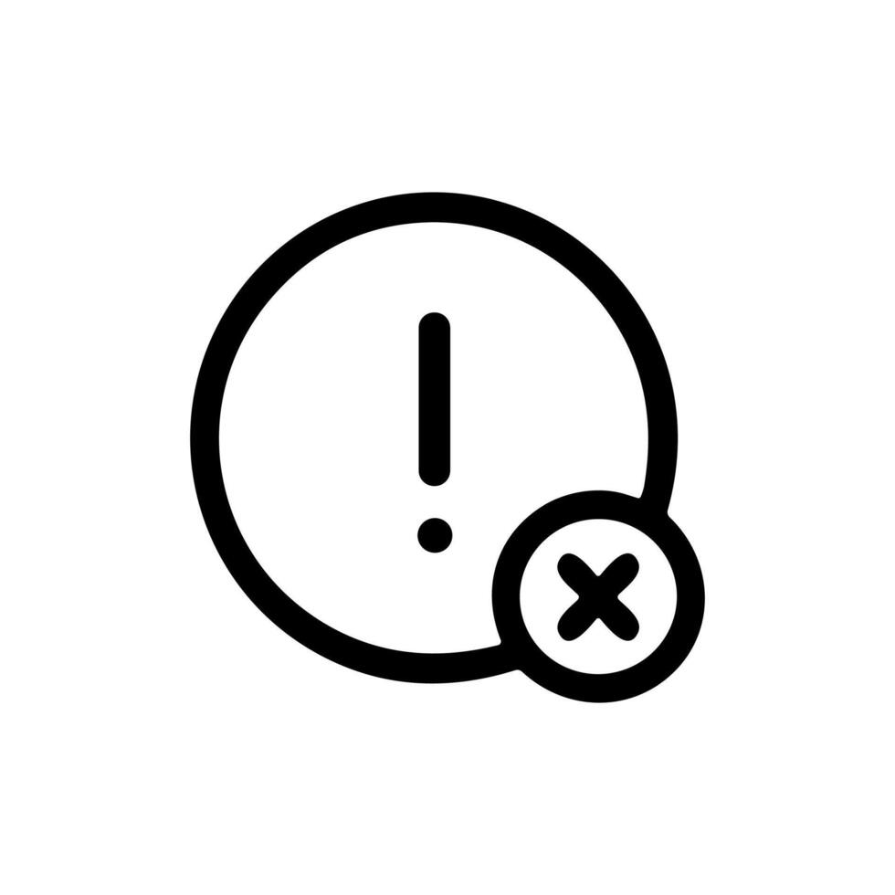Minimalist Outline Alert Exclamation Mark with Cross Symbol Notification Icon vector