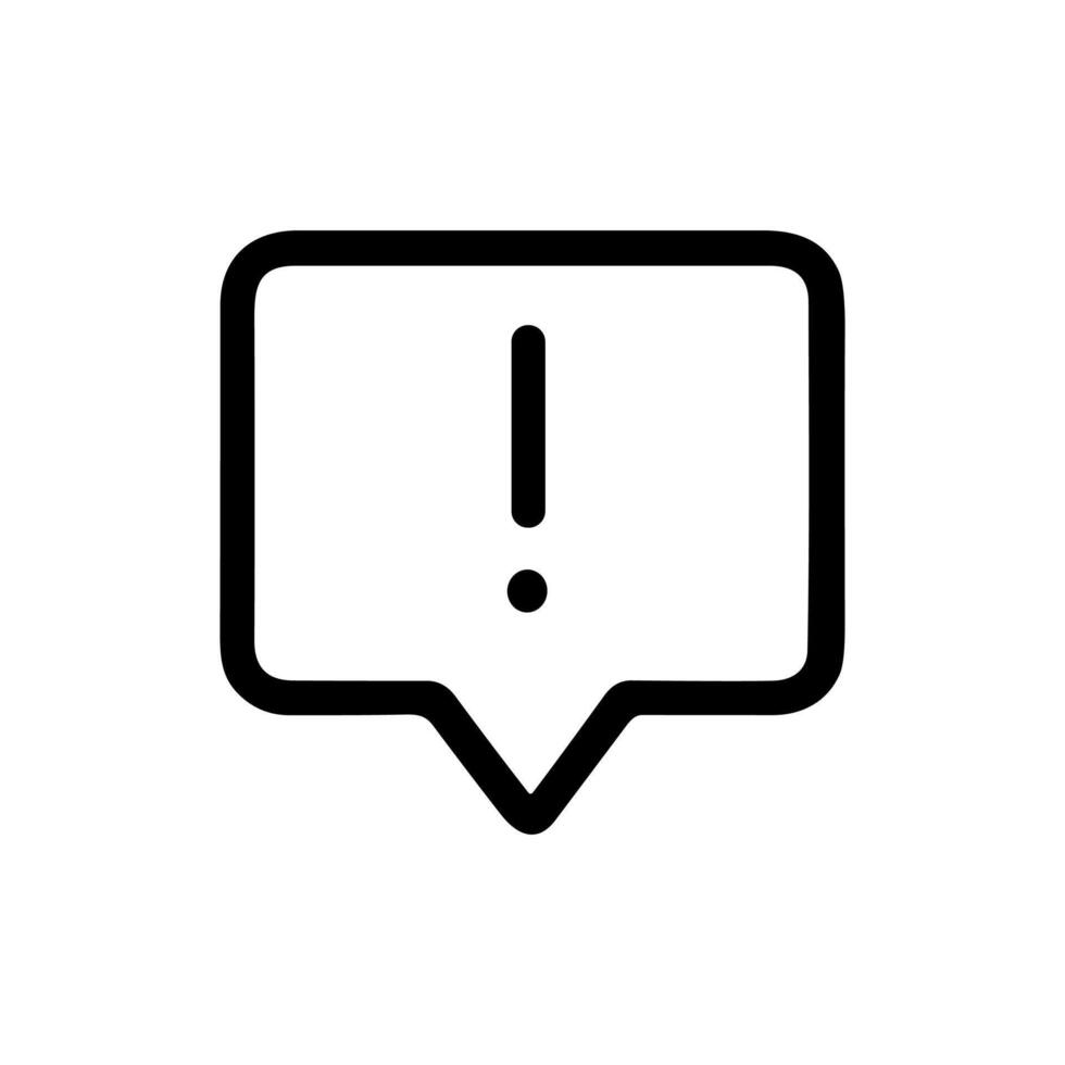 Minimalist Outline Alert Message Bubble Icon with Exclamation Mark Inside vector