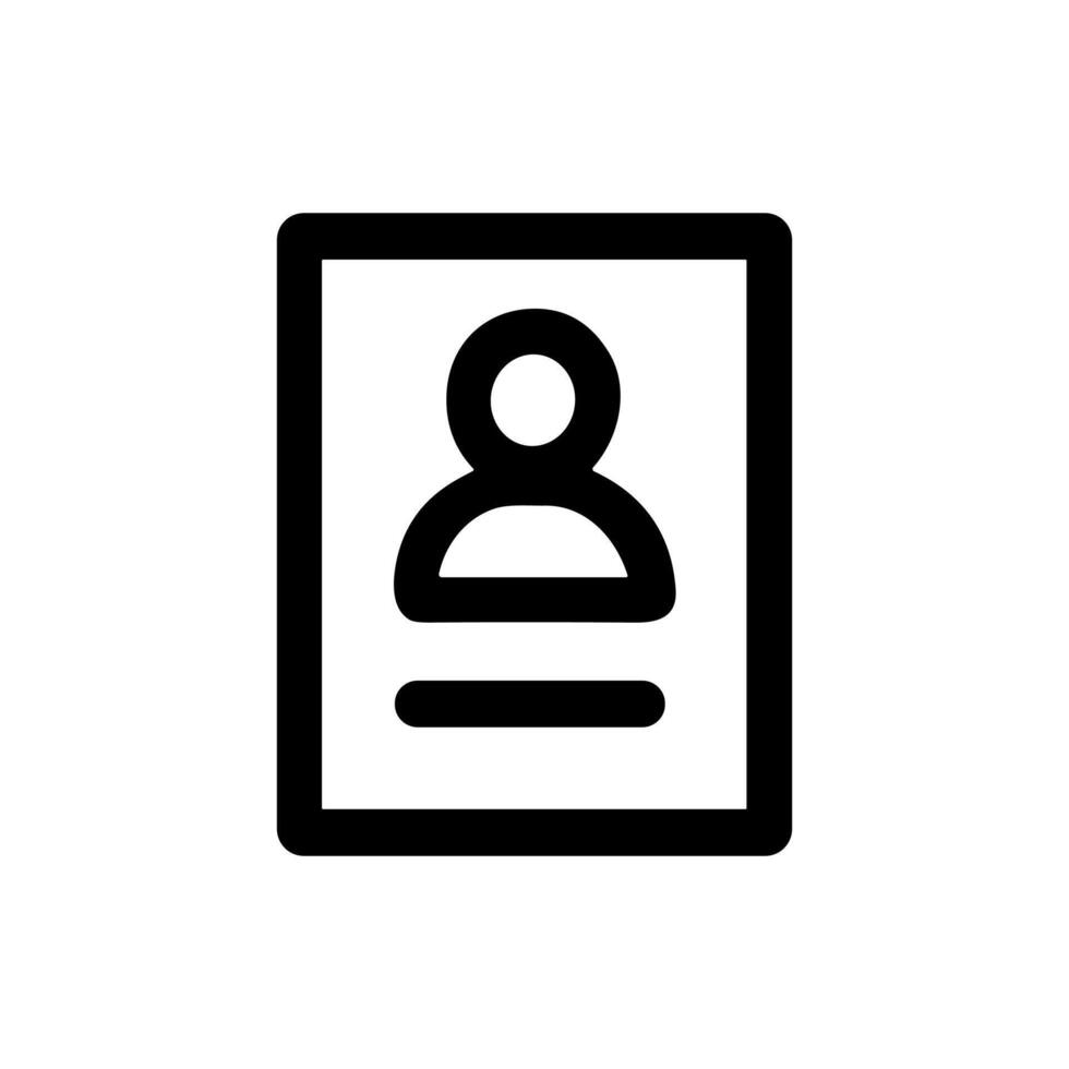 Simple Bold Line Identification Card Minimalist User Account Profile Icon vector