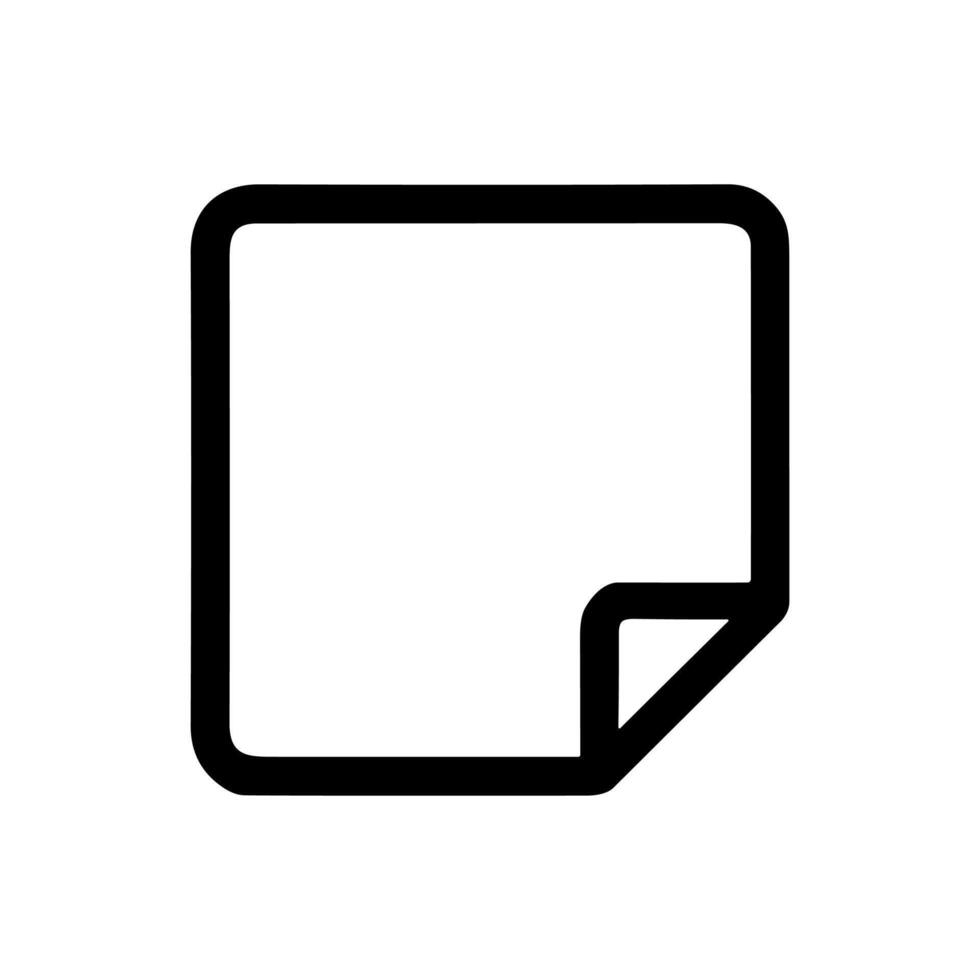 Simple Stroke Rounded Square Page Curl Sheet Note Icon vector